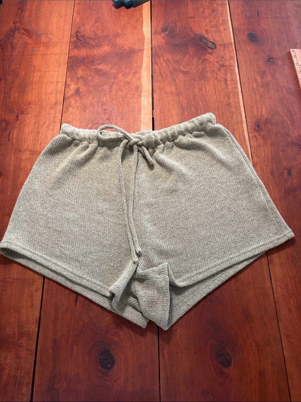 SABO Cozy Knit Drawstring Women’s Shorts - Light Sage Large Cozy Athleisure Chic
